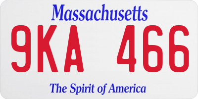 MA license plate 9KA466