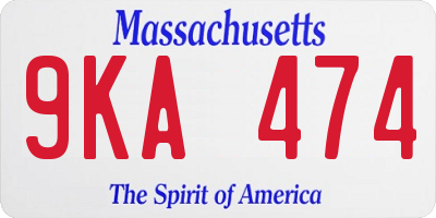 MA license plate 9KA474