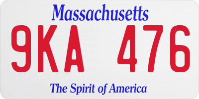 MA license plate 9KA476