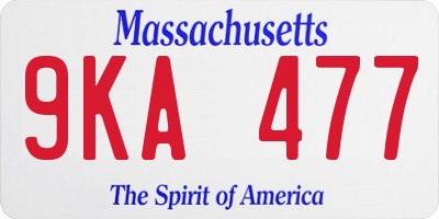 MA license plate 9KA477