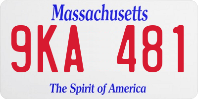 MA license plate 9KA481