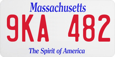 MA license plate 9KA482