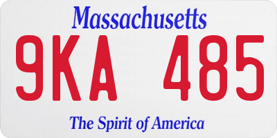 MA license plate 9KA485