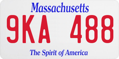 MA license plate 9KA488