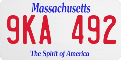 MA license plate 9KA492