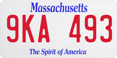 MA license plate 9KA493
