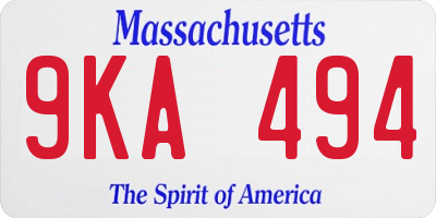 MA license plate 9KA494