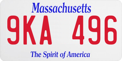 MA license plate 9KA496