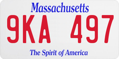 MA license plate 9KA497