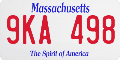 MA license plate 9KA498