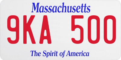 MA license plate 9KA500