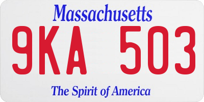 MA license plate 9KA503