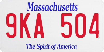 MA license plate 9KA504
