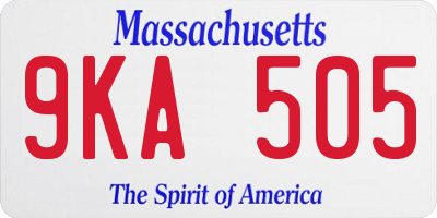 MA license plate 9KA505