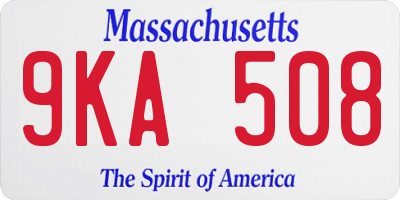 MA license plate 9KA508