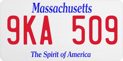 MA license plate 9KA509