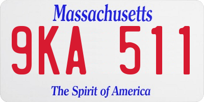 MA license plate 9KA511