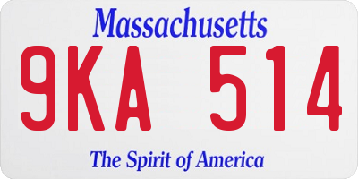 MA license plate 9KA514