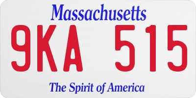 MA license plate 9KA515