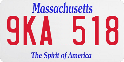 MA license plate 9KA518