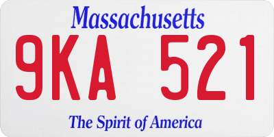 MA license plate 9KA521