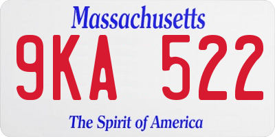 MA license plate 9KA522