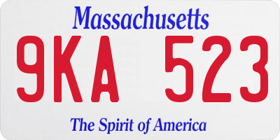 MA license plate 9KA523