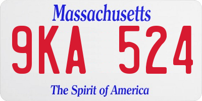 MA license plate 9KA524
