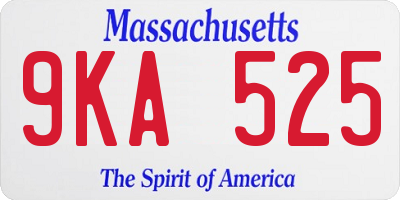 MA license plate 9KA525