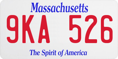 MA license plate 9KA526