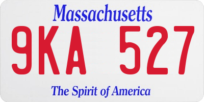 MA license plate 9KA527