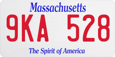 MA license plate 9KA528