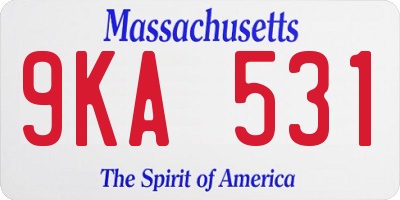 MA license plate 9KA531