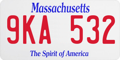 MA license plate 9KA532