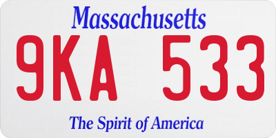 MA license plate 9KA533