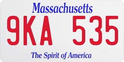 MA license plate 9KA535