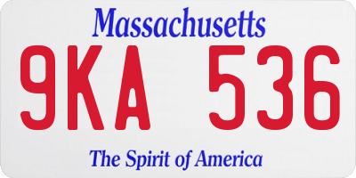 MA license plate 9KA536