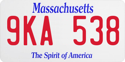 MA license plate 9KA538