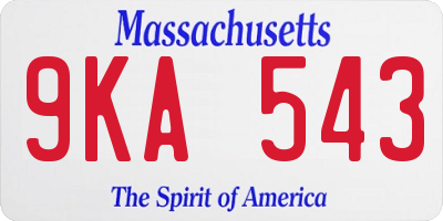 MA license plate 9KA543