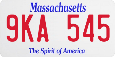 MA license plate 9KA545