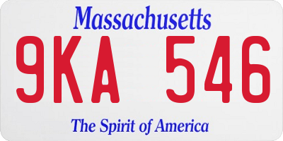 MA license plate 9KA546