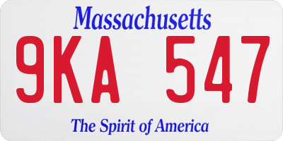 MA license plate 9KA547