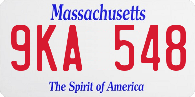MA license plate 9KA548