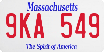 MA license plate 9KA549