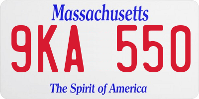 MA license plate 9KA550