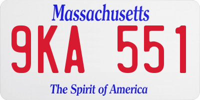 MA license plate 9KA551