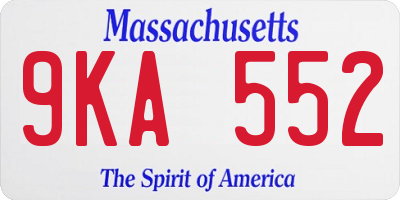 MA license plate 9KA552