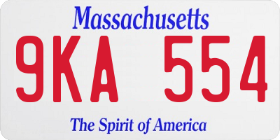 MA license plate 9KA554