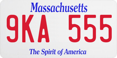 MA license plate 9KA555