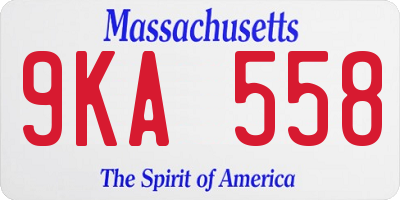 MA license plate 9KA558